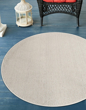 Ivory 7' 10 x 7' 10 Symphony Outdoor Round Area Rug Weather Resistant for Patio, Deck, Terrace, Balcony, Porch Durable Outside Carpet for Sale at Rug Engine