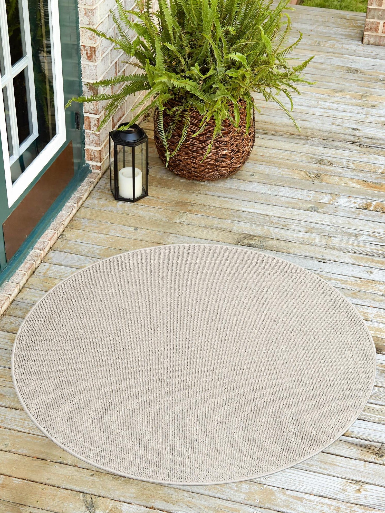 Ivory 5' 3 x 5' 3 Symphony Outdoor Round Area Rug Weather Resistant for Patio, Deck, Terrace, Balcony, Porch Durable Outside Carpet for Sale at Rug Engine