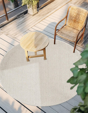 Ivory 3' 1 x 3' 1 Symphony Outdoor Round Area Rug Weather Resistant for Patio, Deck, Terrace, Balcony, Porch Durable Outside Carpet for Sale at Rug Engine