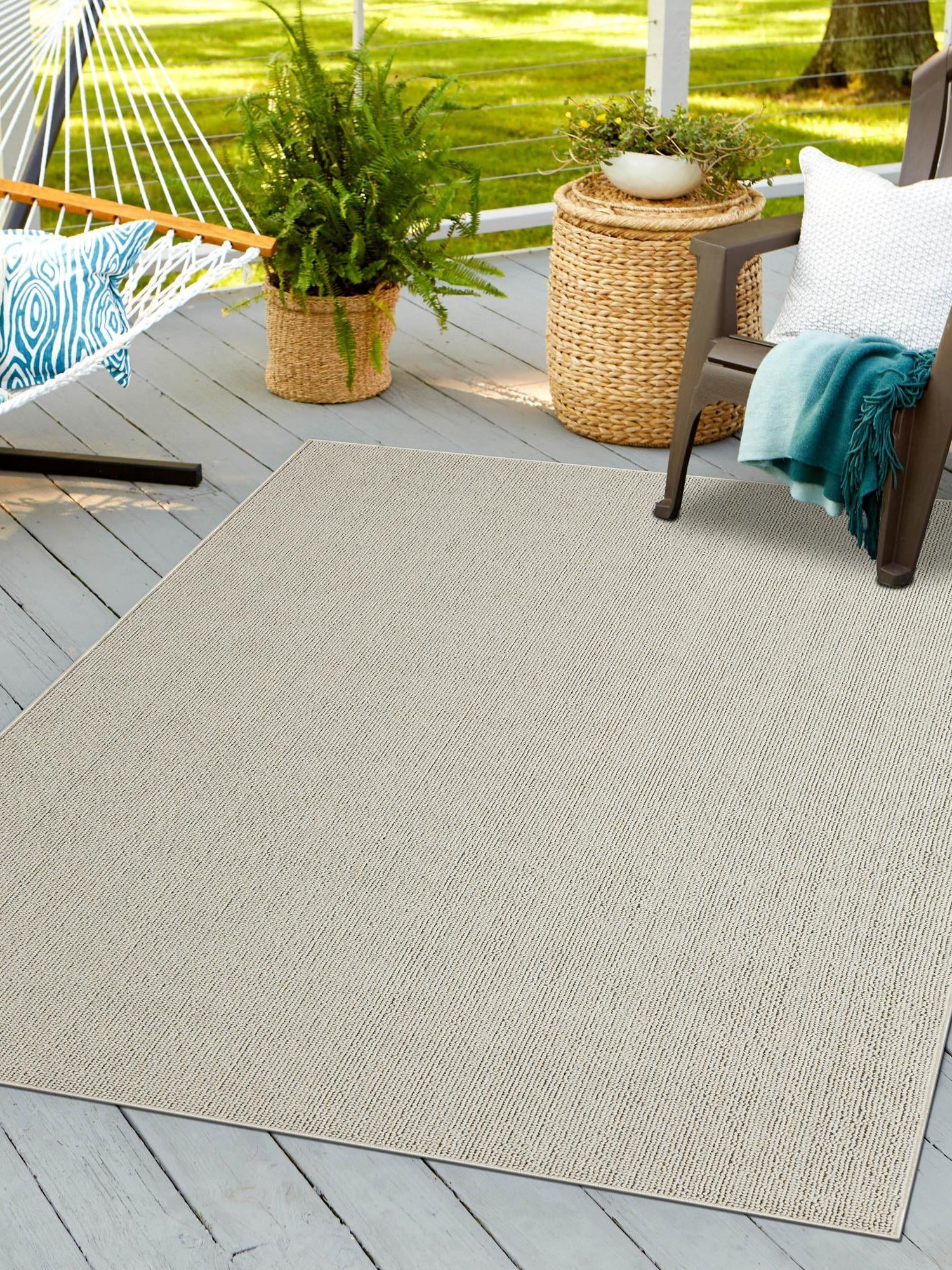 Ivory 5' 3 x 8' Symphony Outdoor Rectangle Area Rug Weather Resistant for Patio, Deck, Terrace, Balcony, Porch Durable Outside Carpet for Sale at Rug Engine