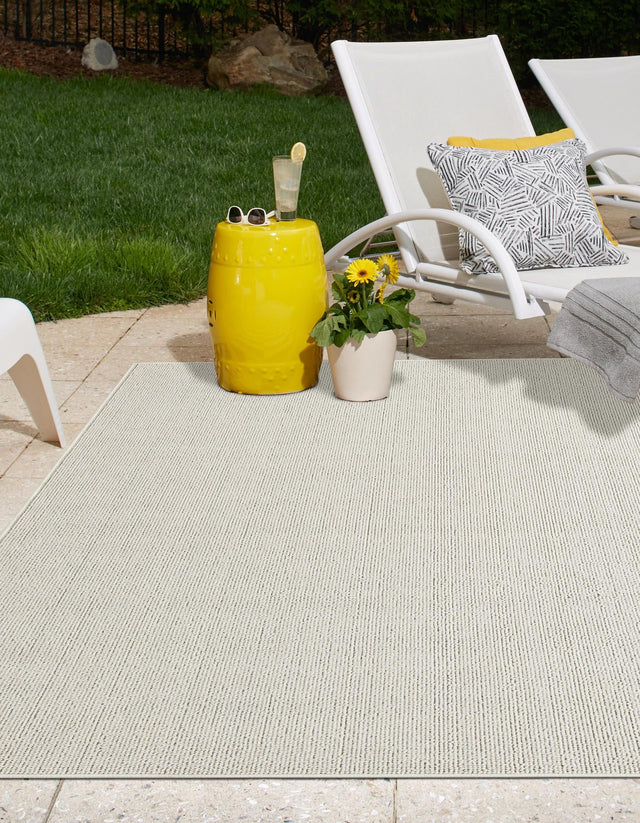 Ivory 9' x 12' Symphony Outdoor Rectangle Area Rug Weather Resistant for Patio, Deck, Terrace, Balcony, Porch Durable Outside Carpet for Sale at Rug Engine