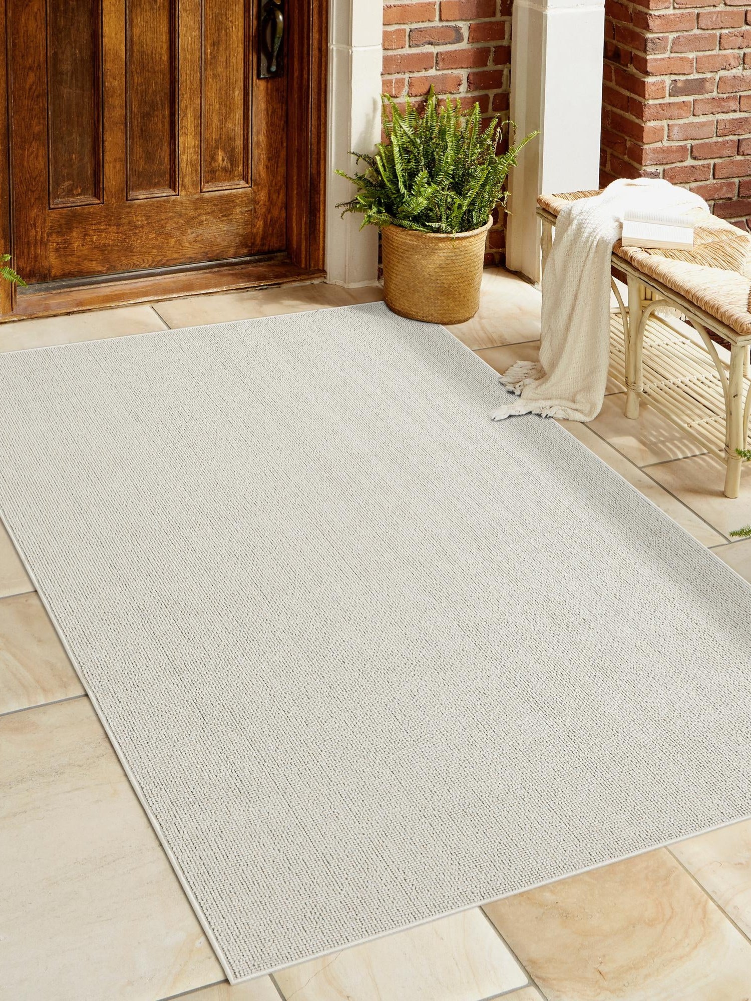 Ivory 5' 3 x 8' Symphony Outdoor Rectangle Area Rug Weather Resistant for Patio, Deck, Terrace, Balcony, Porch Durable Outside Carpet for Sale at Rug Engine