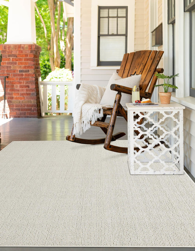 Ivory 6' 1 x 9' Symphony Outdoor Rectangle Area Rug Weather Resistant for Patio, Deck, Terrace, Balcony, Porch Durable Outside Carpet for Sale at Rug Engine