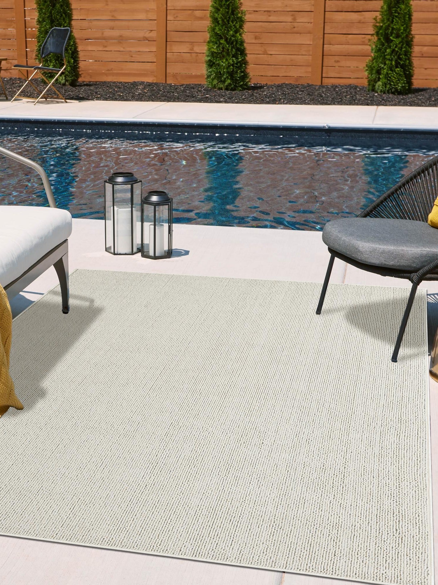 Ivory 4' 1 x 6' 1 Symphony Outdoor Rectangle Area Rug Weather Resistant for Patio, Deck, Terrace, Balcony, Porch Durable Outside Carpet for Sale at Rug Engine