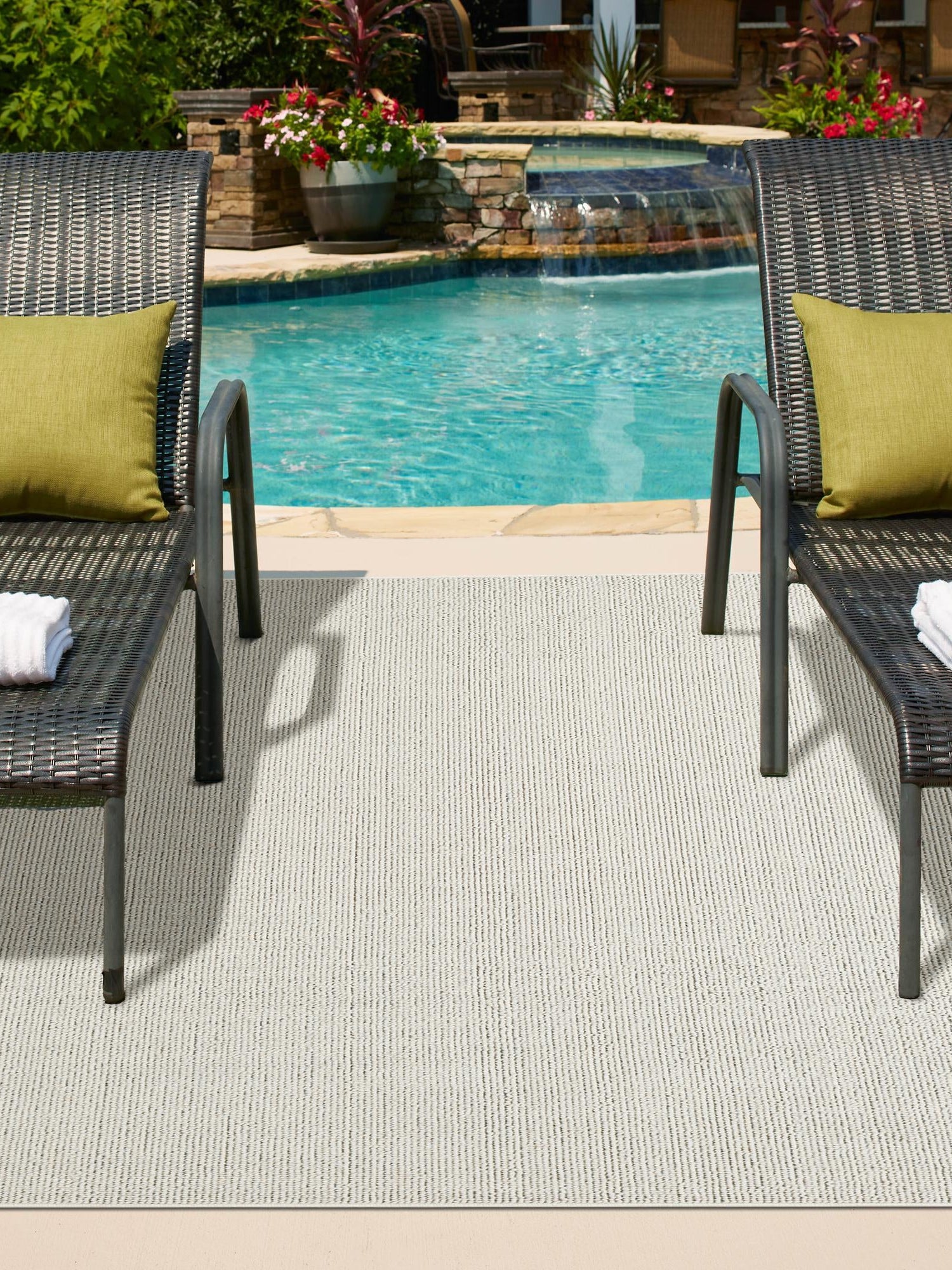 Ivory 4' 1 x 6' 1 Symphony Outdoor Rectangle Area Rug Weather Resistant for Patio, Deck, Terrace, Balcony, Porch Durable Outside Carpet for Sale at Rug Engine