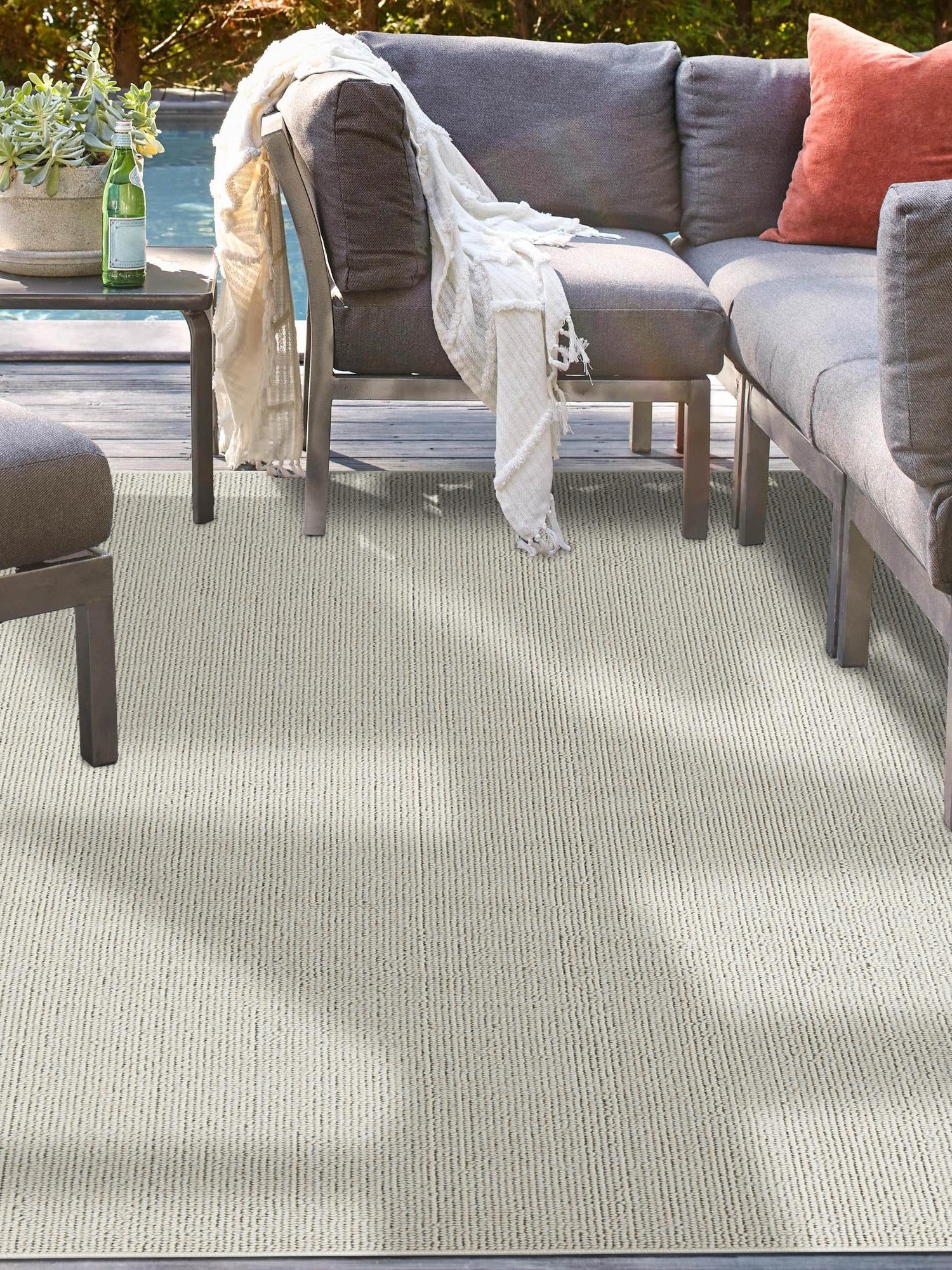 Ivory 6' 1 x 9' Symphony Outdoor Rectangle Area Rug Weather Resistant for Patio, Deck, Terrace, Balcony, Porch Durable Outside Carpet for Sale at Rug Engine
