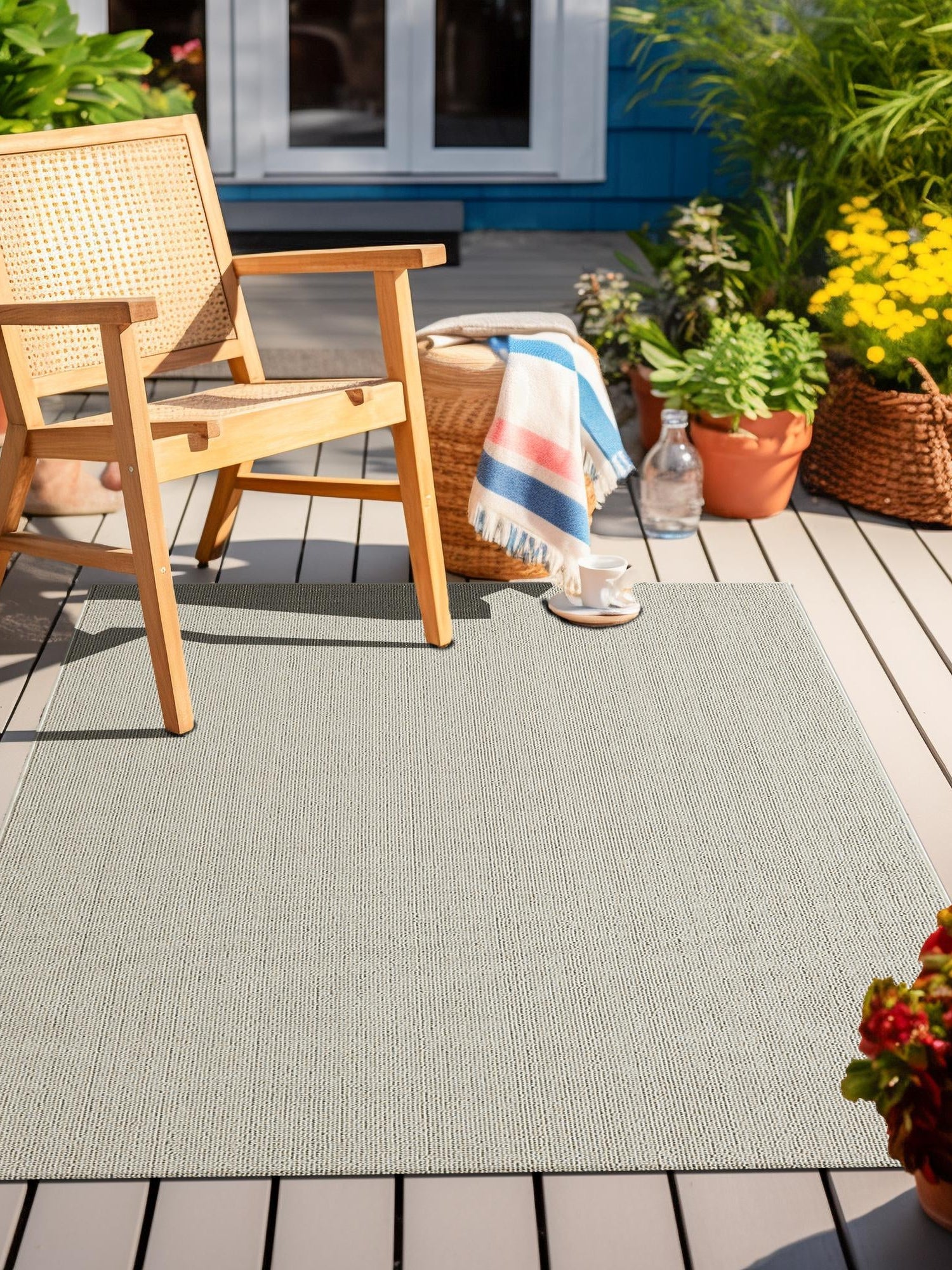 Ivory 5' 3 x 8' Symphony Outdoor Rectangle Area Rug Weather Resistant for Patio, Deck, Terrace, Balcony, Porch Durable Outside Carpet for Sale at Rug Engine