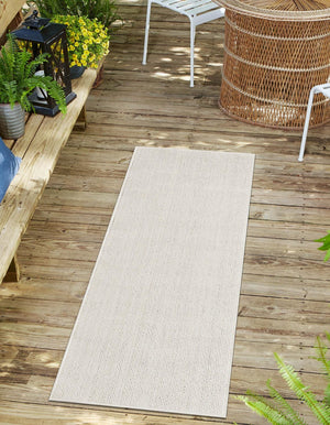 Ivory 2' 7 x 12' Symphony Outdoor Runner Area Rug Weather Resistant for Patio, Deck, Terrace, Balcony, Porch Durable Outside Carpet for Sale at Rug Engine