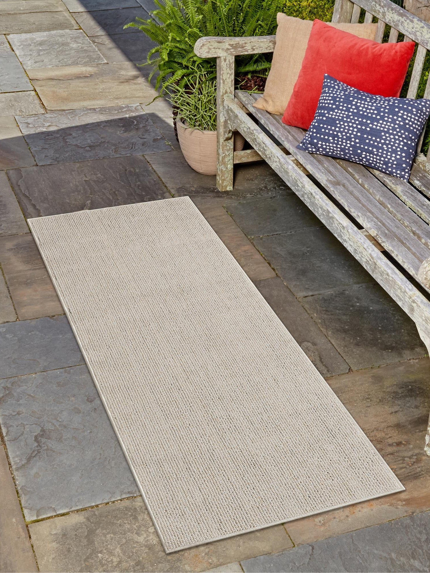 Ivory 2' 7 x 12' Symphony Outdoor Runner Area Rug Weather Resistant for Patio, Deck, Terrace, Balcony, Porch Durable Outside Carpet for Sale at Rug Engine
