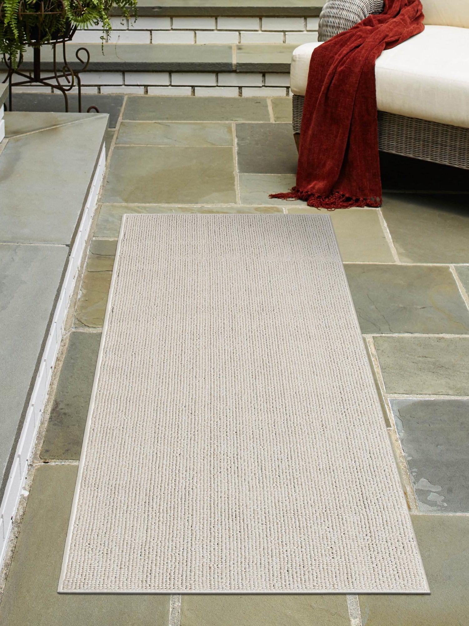 Ivory 2' x 8' Symphony Outdoor Runner Area Rug Weather Resistant for Patio, Deck, Terrace, Balcony, Porch Durable Outside Carpet for Sale at Rug Engine