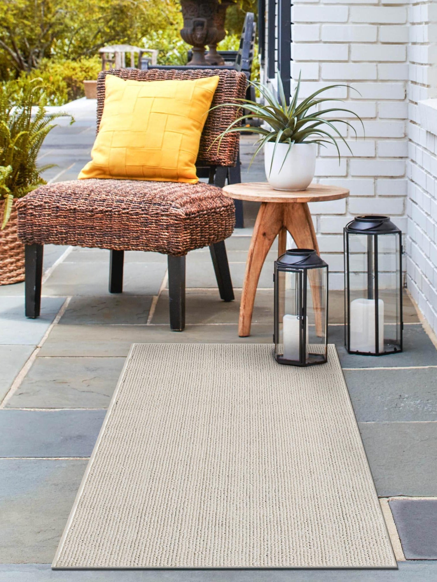 Ivory 2' 7 x 12' Symphony Outdoor Runner Area Rug Weather Resistant for Patio, Deck, Terrace, Balcony, Porch Durable Outside Carpet for Sale at Rug Engine