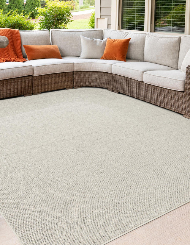 Ivory 7' 10 x 7' 10 Symphony Outdoor Square Area Rug Weather Resistant for Patio, Deck, Terrace, Balcony, Porch Durable Outside Carpet for Sale at Rug Engine