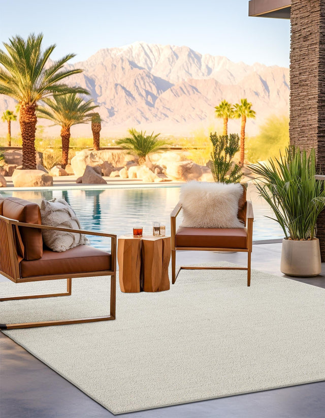 Ivory 7' 10 x 7' 10 Symphony Outdoor Square Area Rug Weather Resistant for Patio, Deck, Terrace, Balcony, Porch Durable Outside Carpet for Sale at Rug Engine