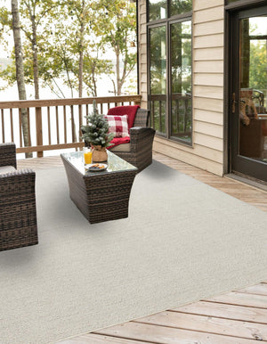 Ivory 7' 10 x 7' 10 Symphony Outdoor Square Area Rug Weather Resistant for Patio, Deck, Terrace, Balcony, Porch Durable Outside Carpet for Sale at Rug Engine
