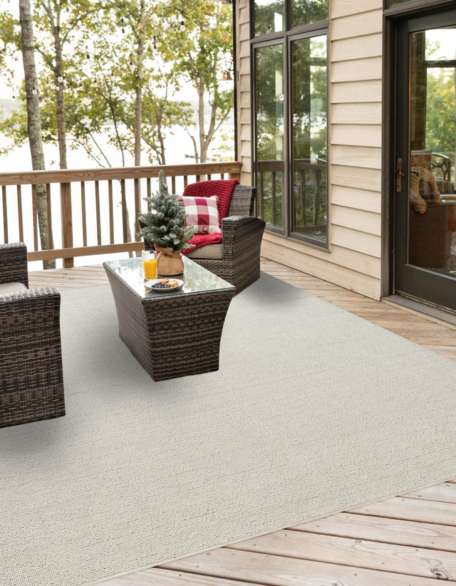 Ivory 7' 10 x 7' 10 Symphony Outdoor Square Area Rug Weather Resistant for Patio, Deck, Terrace, Balcony, Porch Durable Outside Carpet for Sale at Rug Engine