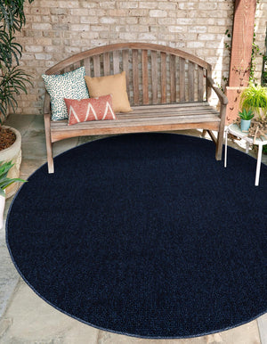 Navy Blue 3' 1 x 3' 1 Symphony Outdoor Round Area Rug Weather Resistant for Patio, Deck, Terrace, Balcony, Porch Durable Outside Carpet for Sale at Rug Engine