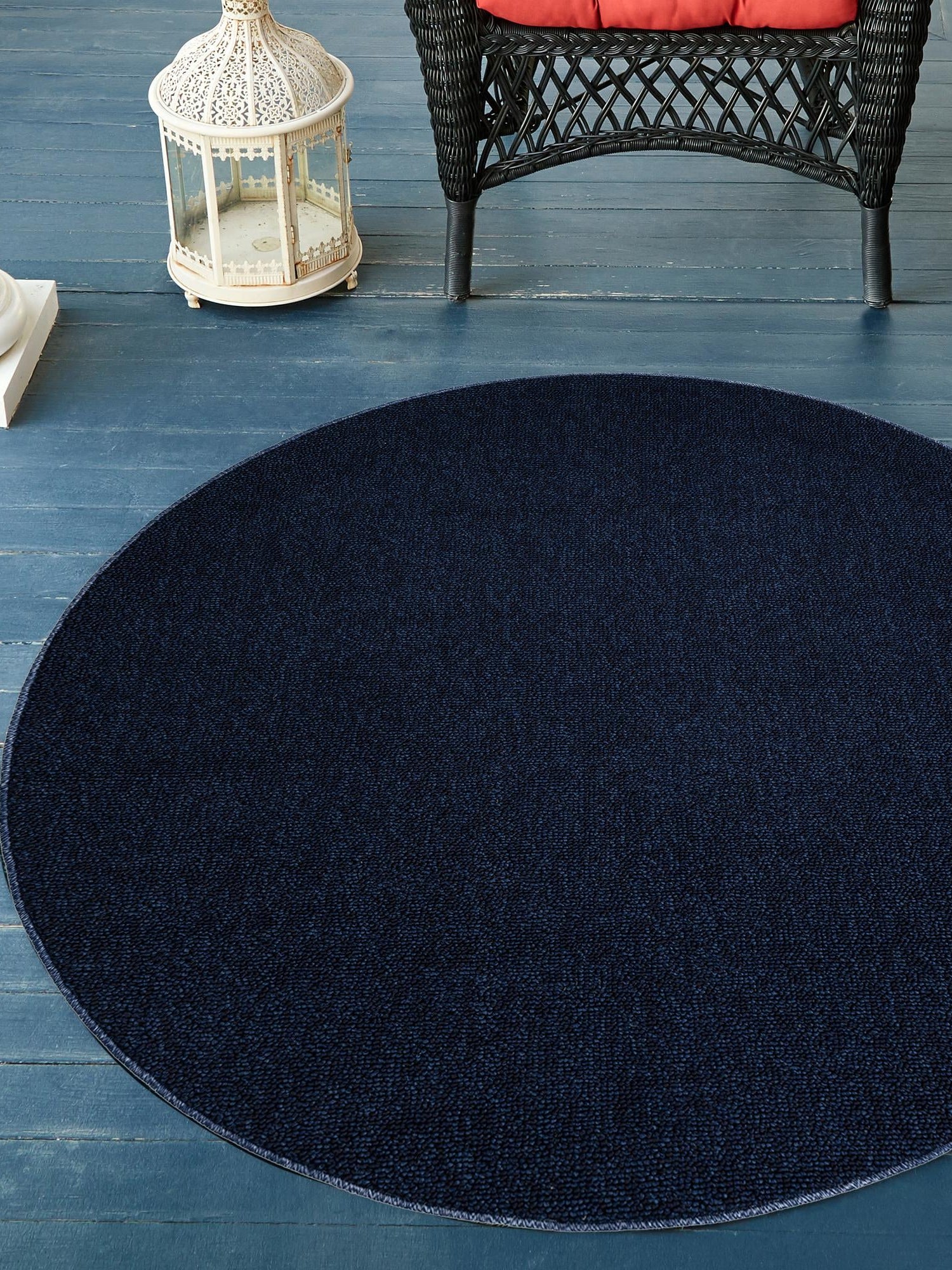 Navy Blue 3' 1 x 3' 1 Symphony Outdoor Round Area Rug Weather Resistant for Patio, Deck, Terrace, Balcony, Porch Durable Outside Carpet for Sale at Rug Engine