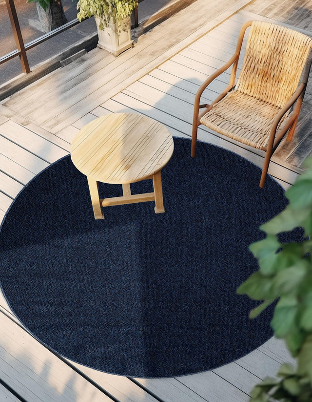 Navy Blue 3' 1 x 3' 1 Symphony Outdoor Round Area Rug Weather Resistant for Patio, Deck, Terrace, Balcony, Porch Durable Outside Carpet for Sale at Rug Engine