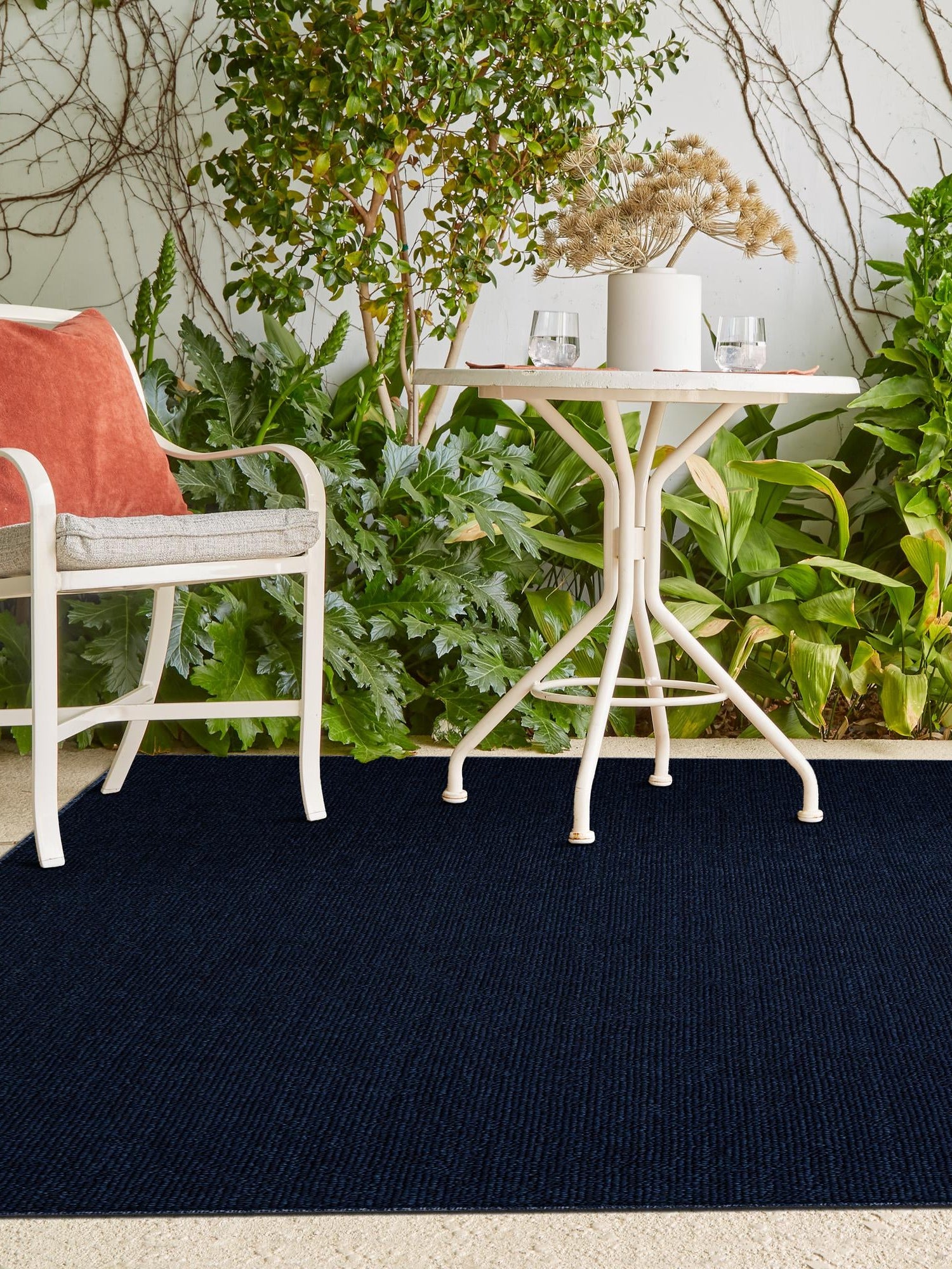 Navy Blue 4' 1 x 6' 1 Symphony Outdoor Rectangle Area Rug Weather Resistant for Patio, Deck, Terrace, Balcony, Porch Durable Outside Carpet for Sale at Rug Engine