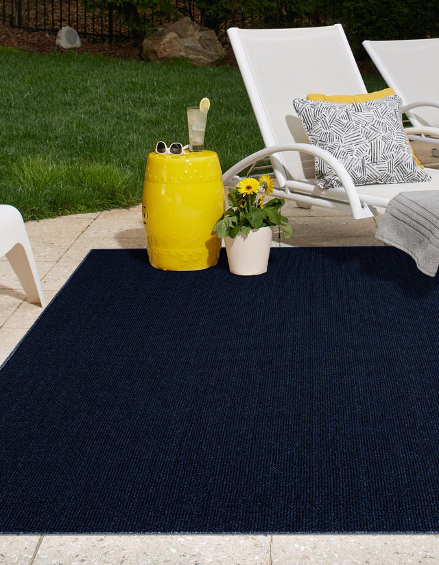 Navy Blue 7' 10 x 10' Symphony Outdoor Rectangle Area Rug Weather Resistant for Patio, Deck, Terrace, Balcony, Porch Durable Outside Carpet for Sale at Rug Engine
