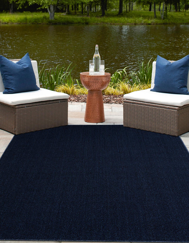 Navy Blue 5' 3 x 8' Symphony Outdoor Rectangle Area Rug Weather Resistant for Patio, Deck, Terrace, Balcony, Porch Durable Outside Carpet for Sale at Rug Engine
