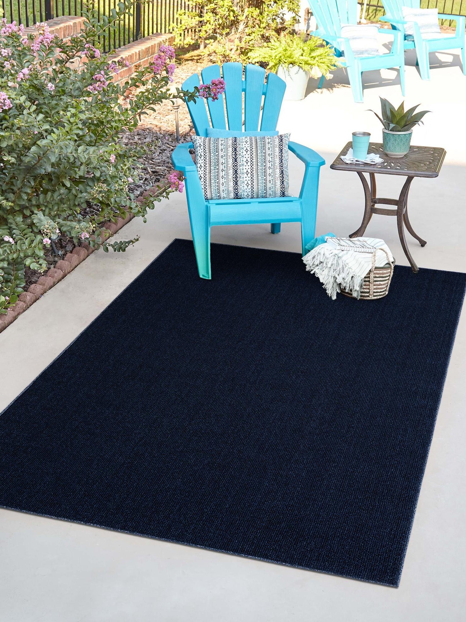 Navy Blue 5' 3 x 8' Symphony Outdoor Rectangle Area Rug Weather Resistant for Patio, Deck, Terrace, Balcony, Porch Durable Outside Carpet for Sale at Rug Engine