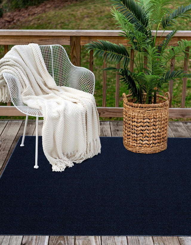 Navy Blue 7' 10 x 10' Symphony Outdoor Rectangle Area Rug Weather Resistant for Patio, Deck, Terrace, Balcony, Porch Durable Outside Carpet for Sale at Rug Engine