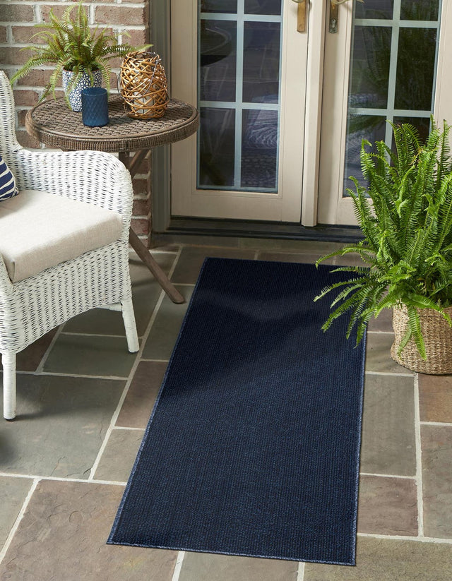 Navy Blue 2' x 6' 1 Symphony Outdoor Runner Area Rug Weather Resistant for Patio, Deck, Terrace, Balcony, Porch Durable Outside Carpet for Sale at Rug Engine