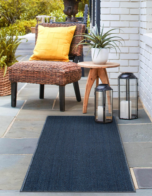 Navy Blue 2' x 8' Symphony Outdoor Runner Area Rug Weather Resistant for Patio, Deck, Terrace, Balcony, Porch Durable Outside Carpet for Sale at Rug Engine
