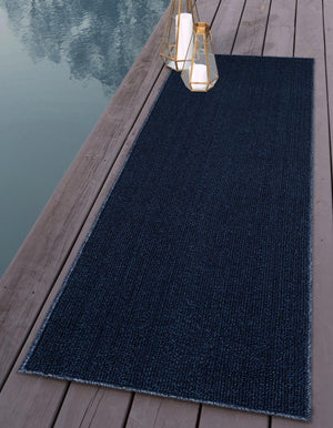 Navy Blue 2' x 8' Symphony Outdoor Runner Area Rug Weather Resistant for Patio, Deck, Terrace, Balcony, Porch Durable Outside Carpet for Sale at Rug Engine
