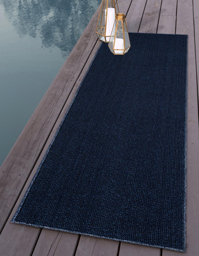 Navy Blue 2' x 8' Symphony Outdoor Runner Area Rug Weather Resistant for Patio, Deck, Terrace, Balcony, Porch Durable Outside Carpet for Sale at Rug Engine