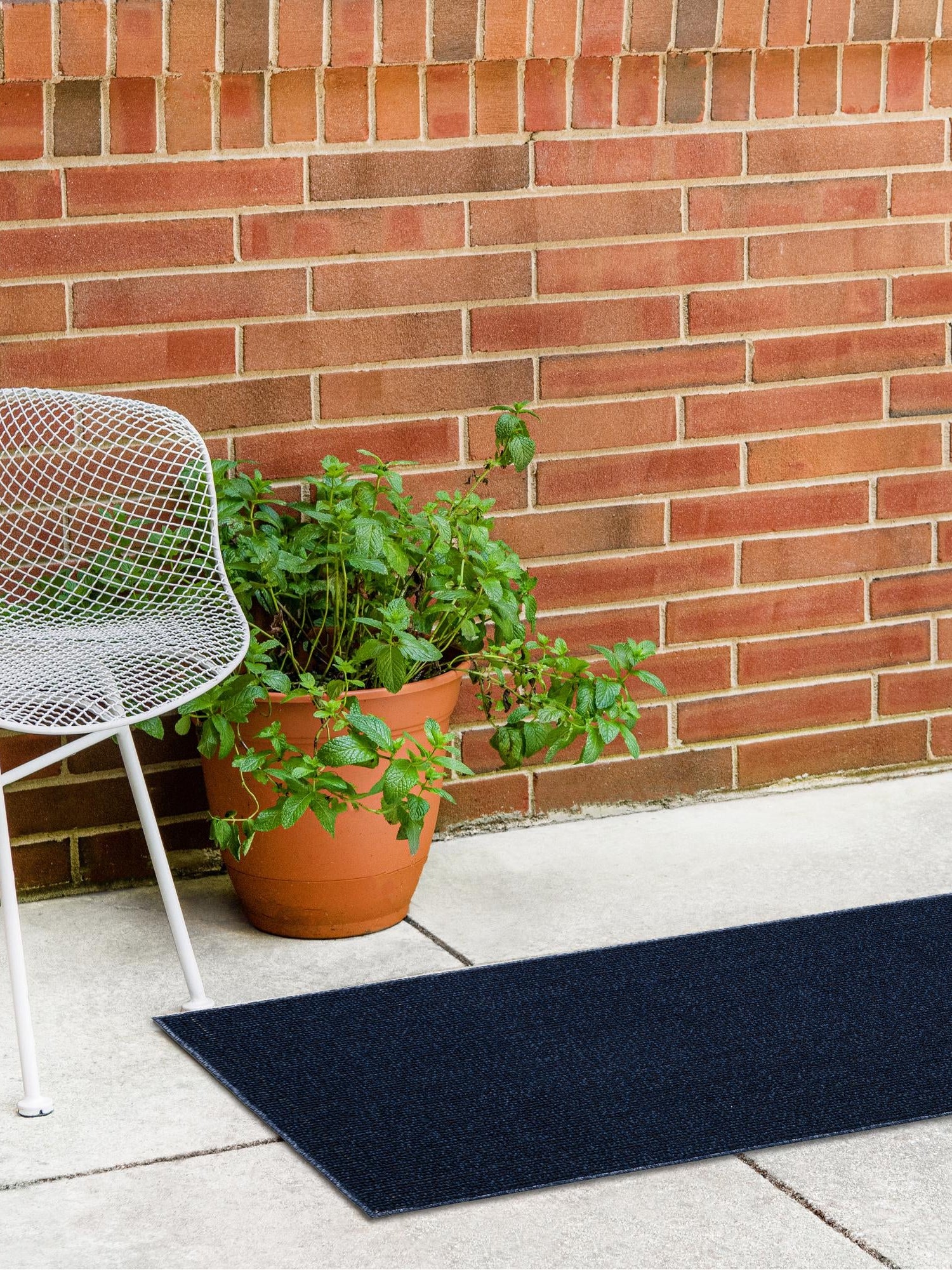 Navy Blue 2' x 6' 1 Symphony Outdoor Runner Area Rug Weather Resistant for Patio, Deck, Terrace, Balcony, Porch Durable Outside Carpet for Sale at Rug Engine
