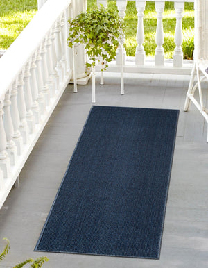 Navy Blue 2' 7 x 12' Symphony Outdoor Runner Area Rug Weather Resistant for Patio, Deck, Terrace, Balcony, Porch Durable Outside Carpet for Sale at Rug Engine