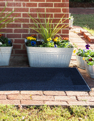 Navy Blue 2' x 6' 1 Symphony Outdoor Runner Area Rug Weather Resistant for Patio, Deck, Terrace, Balcony, Porch Durable Outside Carpet for Sale at Rug Engine