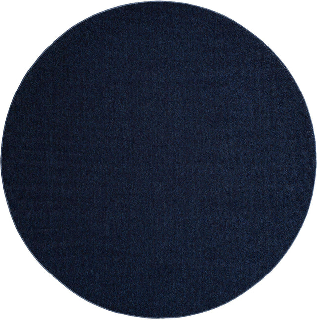 Navy Blue 7' 10 x 7' 10 Symphony Outdoor Round Area Rug Weather Resistant for Patio, Deck, Terrace, Balcony, Porch Durable Outside Carpet for Sale at Rug Engine