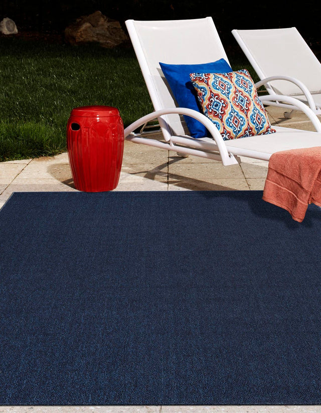 Navy Blue 7' 10 x 7' 10 Symphony Outdoor Square Area Rug Weather Resistant for Patio, Deck, Terrace, Balcony, Porch Durable Outside Carpet for Sale at Rug Engine