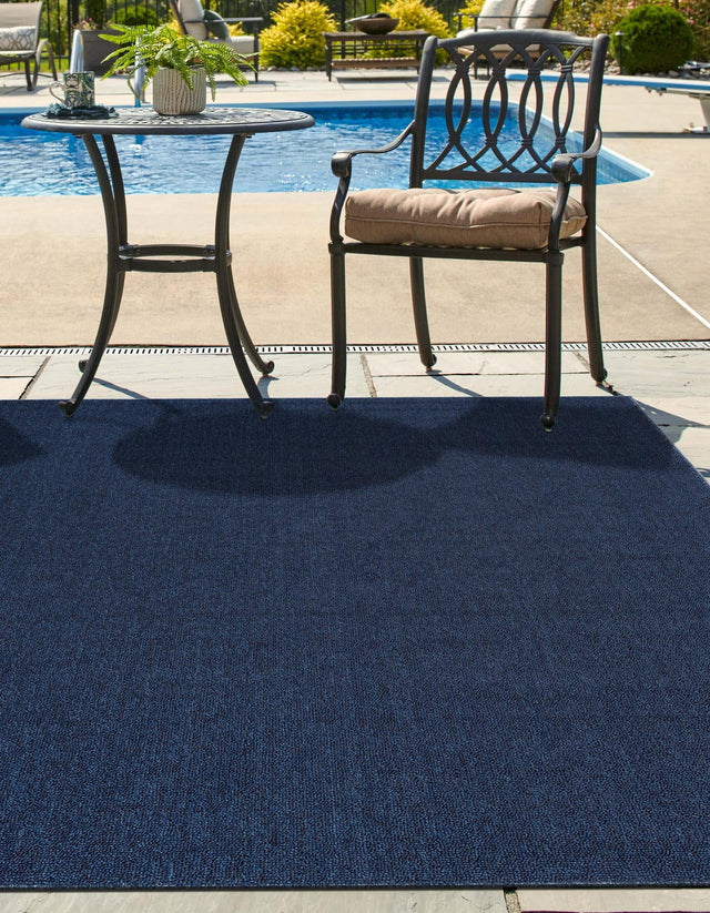 Navy Blue 7' 10 x 7' 10 Symphony Outdoor Square Area Rug Weather Resistant for Patio, Deck, Terrace, Balcony, Porch Durable Outside Carpet for Sale at Rug Engine