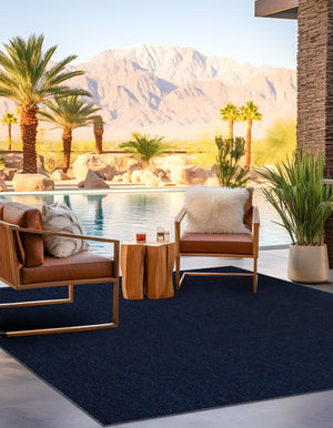 Navy Blue 7' 10 x 7' 10 Symphony Outdoor Square Area Rug Weather Resistant for Patio, Deck, Terrace, Balcony, Porch Durable Outside Carpet for Sale at Rug Engine