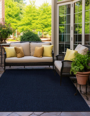 Navy Blue 7' 10 x 7' 10 Symphony Outdoor Square Area Rug Weather Resistant for Patio, Deck, Terrace, Balcony, Porch Durable Outside Carpet for Sale at Rug Engine
