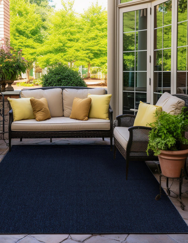 Navy Blue 7' 10 x 7' 10 Symphony Outdoor Square Area Rug Weather Resistant for Patio, Deck, Terrace, Balcony, Porch Durable Outside Carpet for Sale at Rug Engine