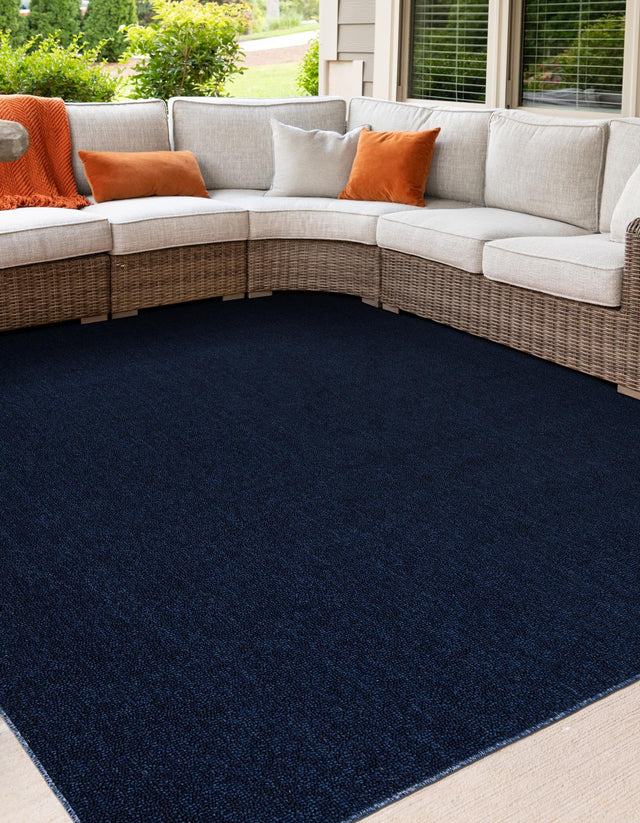 Navy Blue 7' 10 x 7' 10 Symphony Outdoor Square Area Rug Weather Resistant for Patio, Deck, Terrace, Balcony, Porch Durable Outside Carpet for Sale at Rug Engine