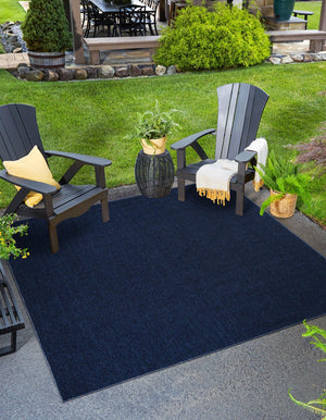 Navy Blue 7' 10 x 7' 10 Symphony Outdoor Square Area Rug Weather Resistant for Patio, Deck, Terrace, Balcony, Porch Durable Outside Carpet for Sale at Rug Engine