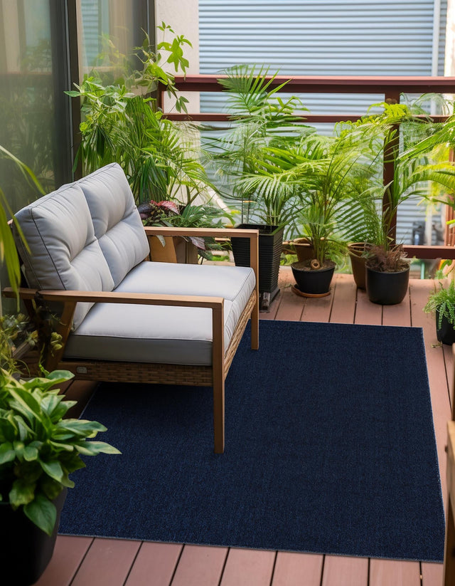 Navy Blue 7' 10 x 7' 10 Symphony Outdoor Square Area Rug Weather Resistant for Patio, Deck, Terrace, Balcony, Porch Durable Outside Carpet for Sale at Rug Engine