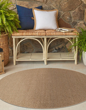 Beige 3' 1 x 3' 1 Symphony Outdoor Round Area Rug Weather Resistant for Patio, Deck, Terrace, Balcony, Porch Durable Outside Carpet for Sale at Rug Engine