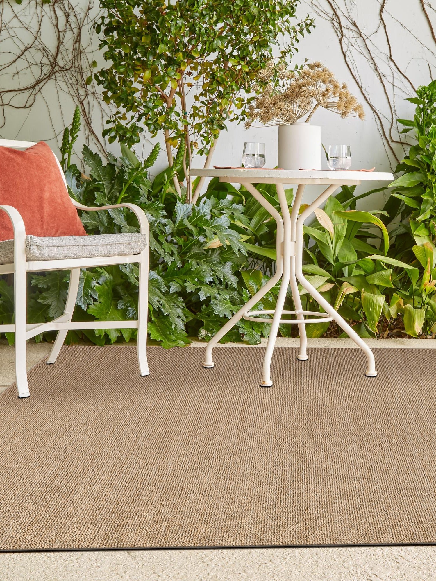 Beige 4' 1 x 6' 1 Symphony Outdoor Rectangle Area Rug Weather Resistant for Patio, Deck, Terrace, Balcony, Porch Durable Outside Carpet for Sale at Rug Engine