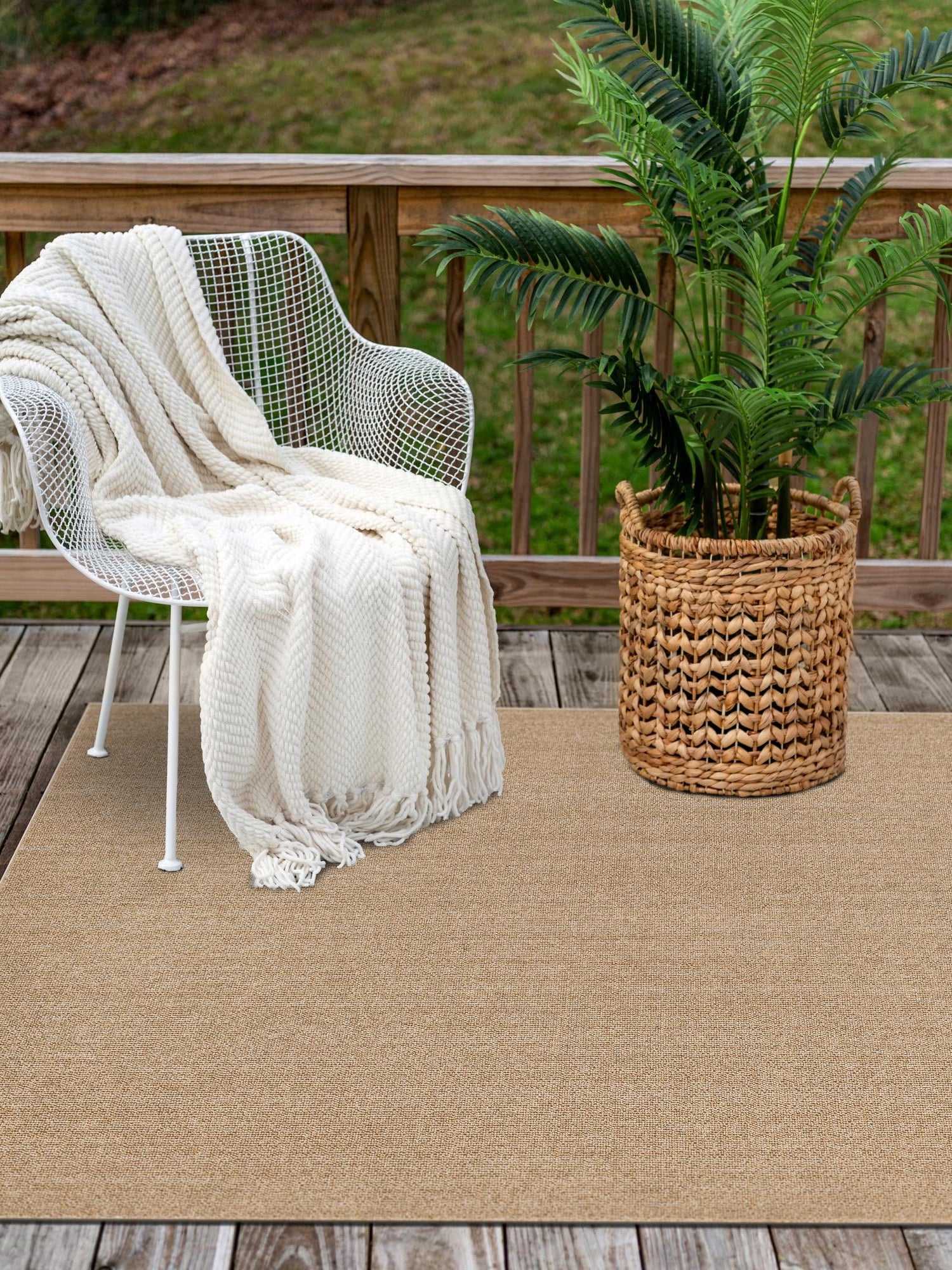 Beige 10' x 14' 1 Symphony Outdoor Rectangle Area Rug Weather Resistant for Patio, Deck, Terrace, Balcony, Porch Durable Outside Carpet for Sale at Rug Engine