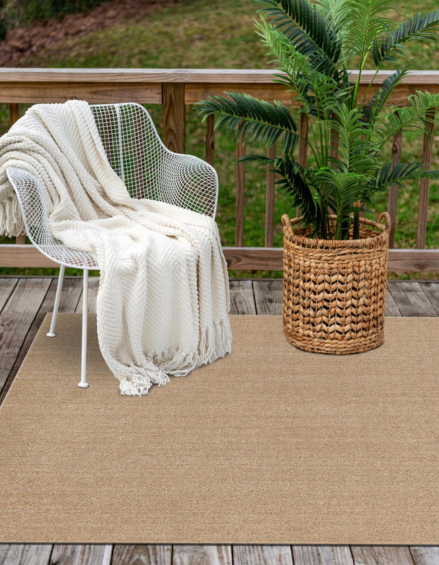 Beige 6' 1 x 9' Symphony Outdoor Rectangle Area Rug Weather Resistant for Patio, Deck, Terrace, Balcony, Porch Durable Outside Carpet for Sale at Rug Engine