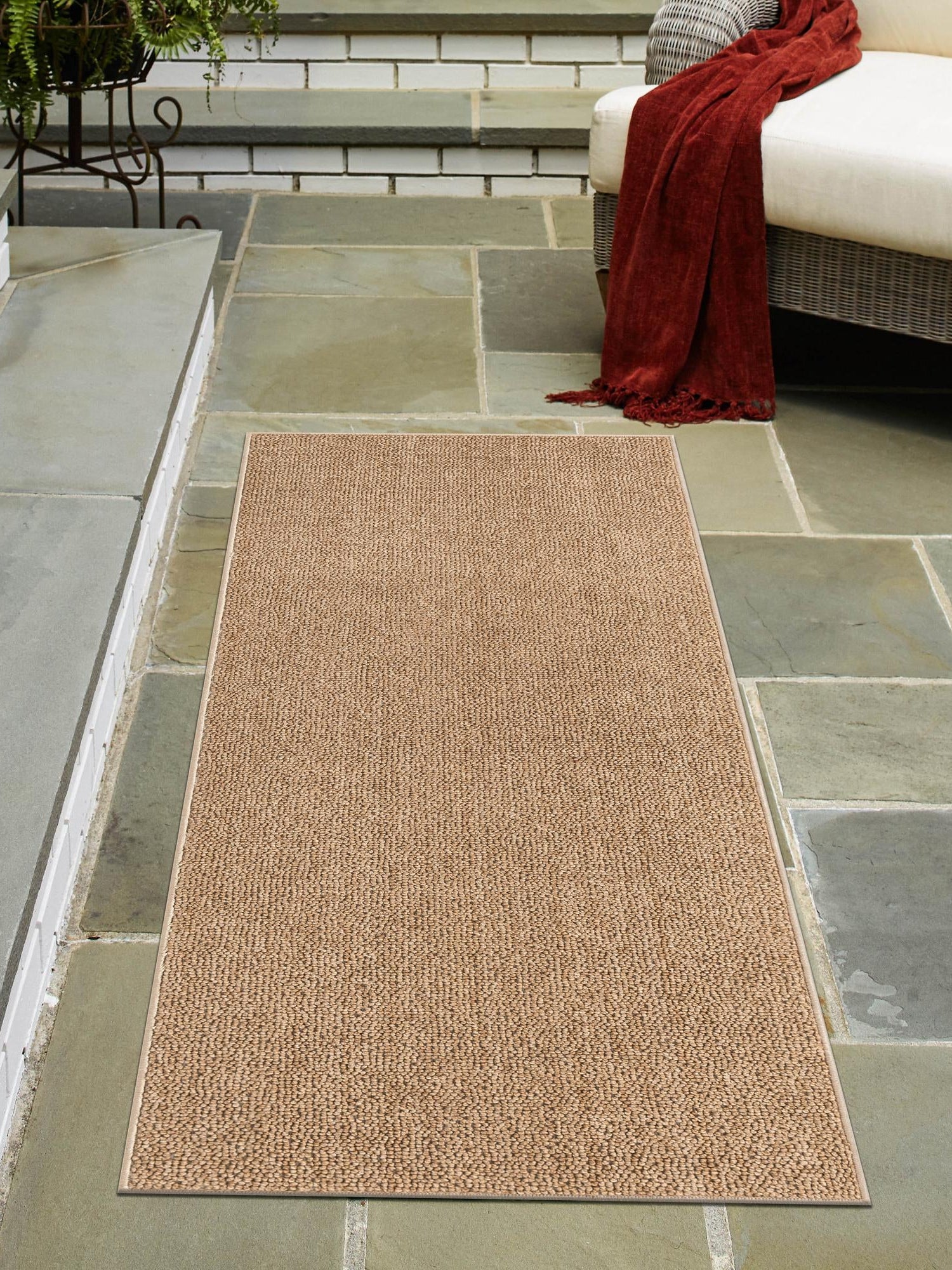 Beige 2' x 6' 1 Symphony Outdoor Runner Area Rug Weather Resistant for Patio, Deck, Terrace, Balcony, Porch Durable Outside Carpet for Sale at Rug Engine