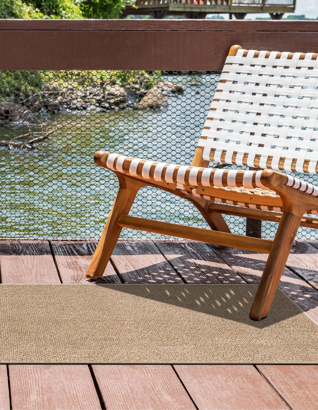 Beige 2' 7 x 12' Symphony Outdoor Runner Area Rug Weather Resistant for Patio, Deck, Terrace, Balcony, Porch Durable Outside Carpet for Sale at Rug Engine