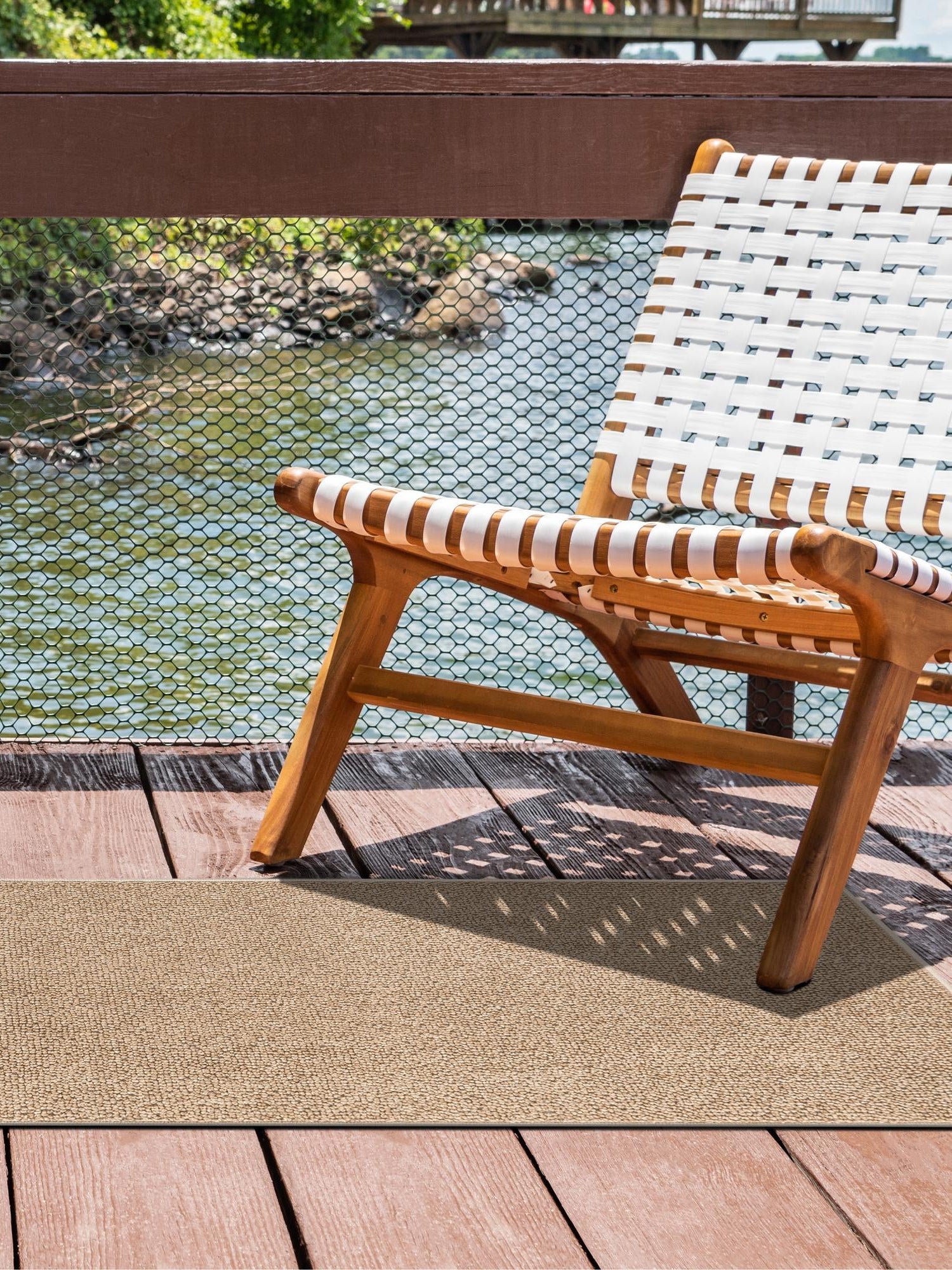 Beige 2' x 6' 1 Symphony Outdoor Runner Area Rug Weather Resistant for Patio, Deck, Terrace, Balcony, Porch Durable Outside Carpet for Sale at Rug Engine
